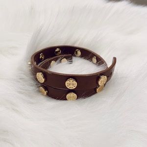 Tory Burch Double Wrap Logo Stud Bracelet